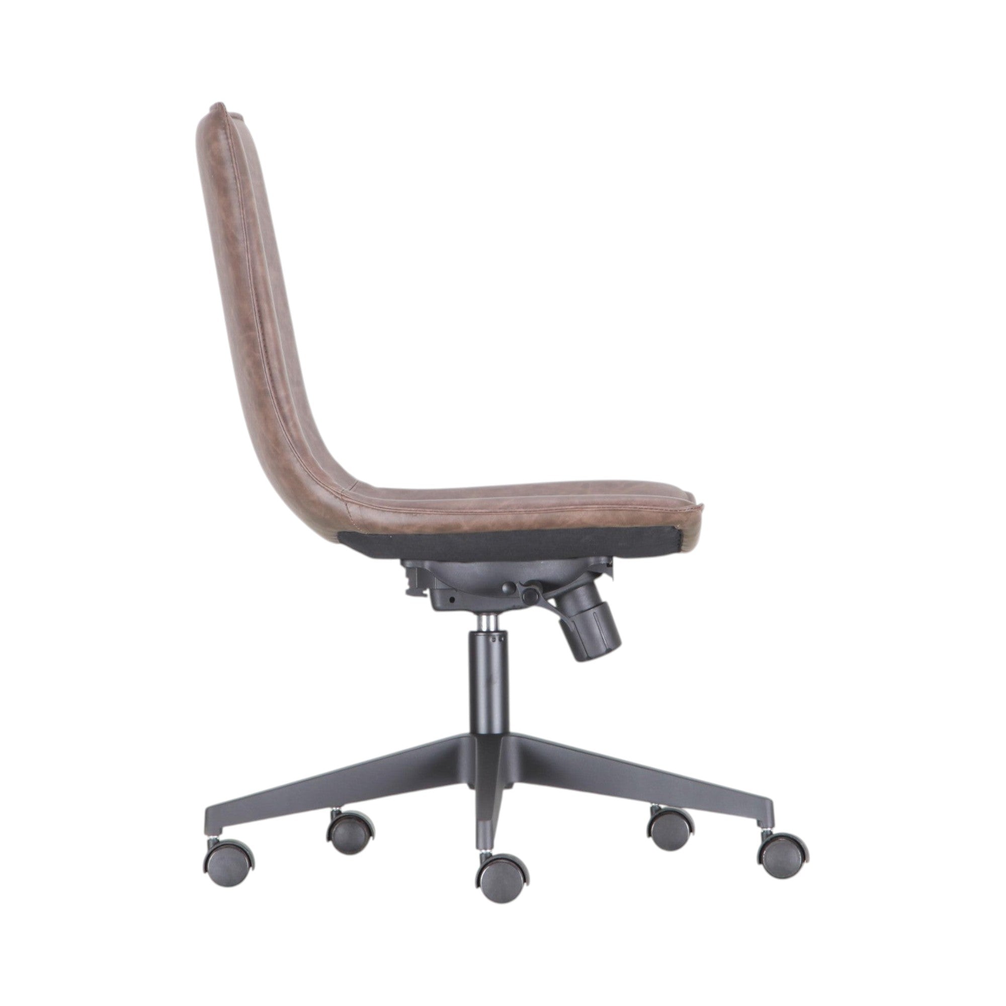 Xiaoyaozuo office chair in rich brown faux leather, ergonomic design with smooth-rolling casters.