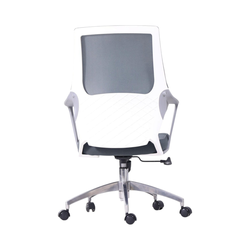 Xiaoyaozuo office chair: Ergonomic mesh back and padded seat desk chair in grey and white with adjustable height and casters.
