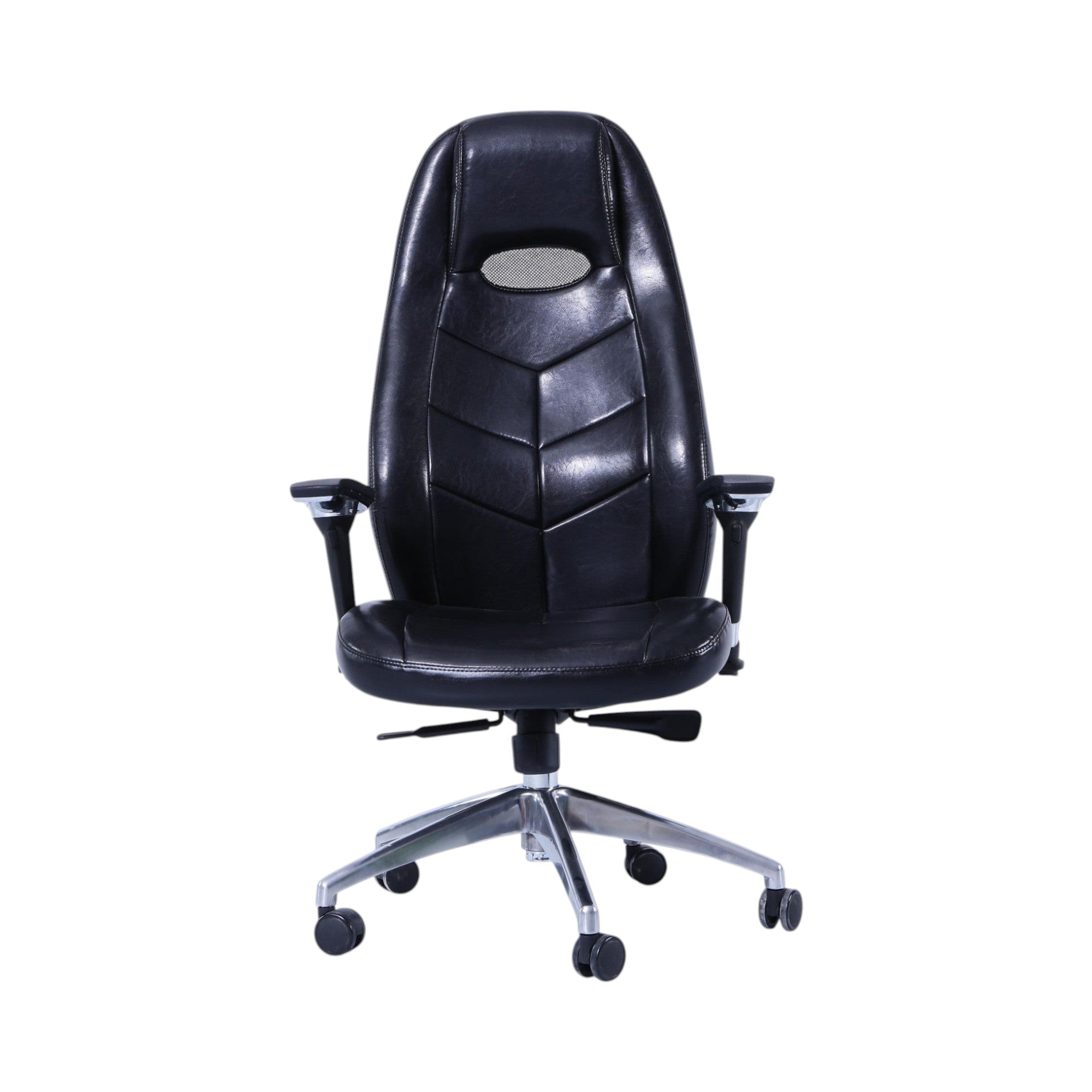 Xiaoyaozuo office chair black faux leather ergonomic executive chair with lumbar support and mesh detail.
