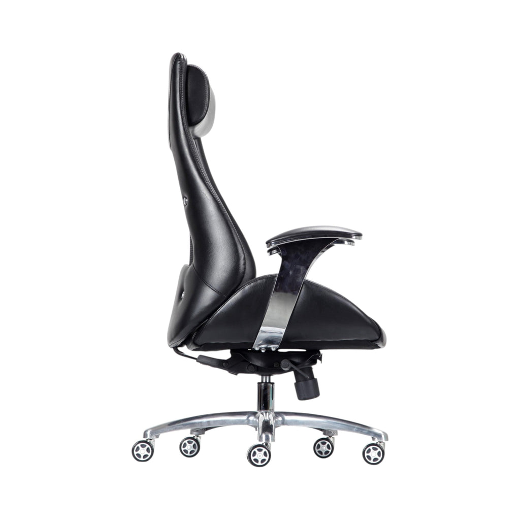 Xiaoyaozuo office chair black faux leather ergonomic executive chair with padded headrest and adjustable armrests on casters