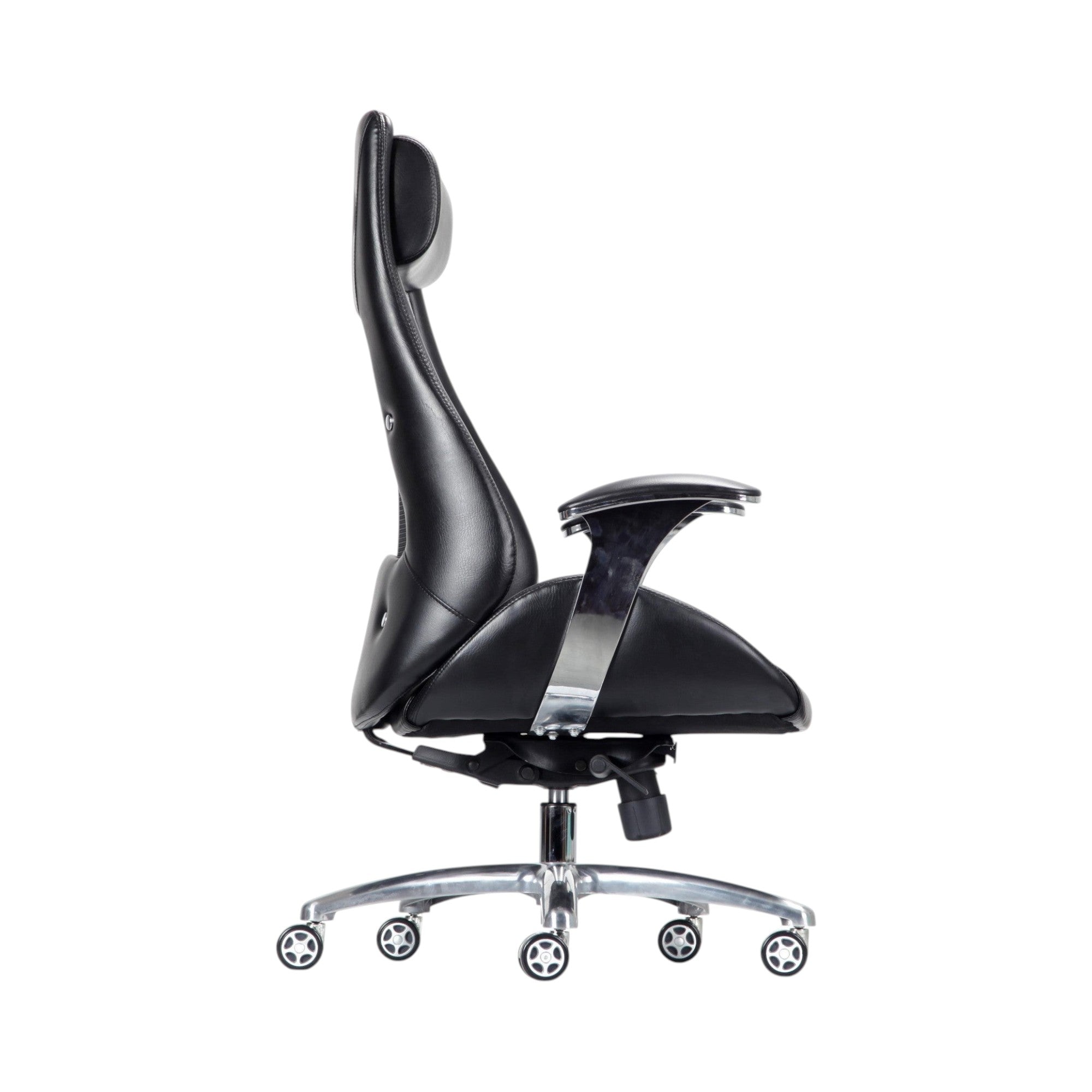 Xiaoyaozuo office chair black faux leather ergonomic executive chair with padded headrest and adjustable armrests on casters