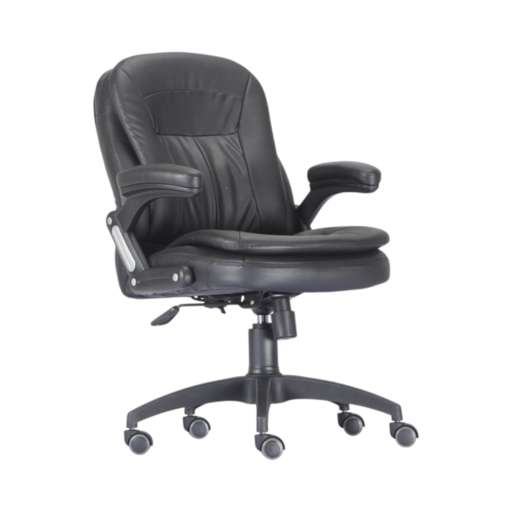 Xiaoyaozuo office chair: Black faux leather executive ergonomic office chair with plush cushioning and adjustable height.