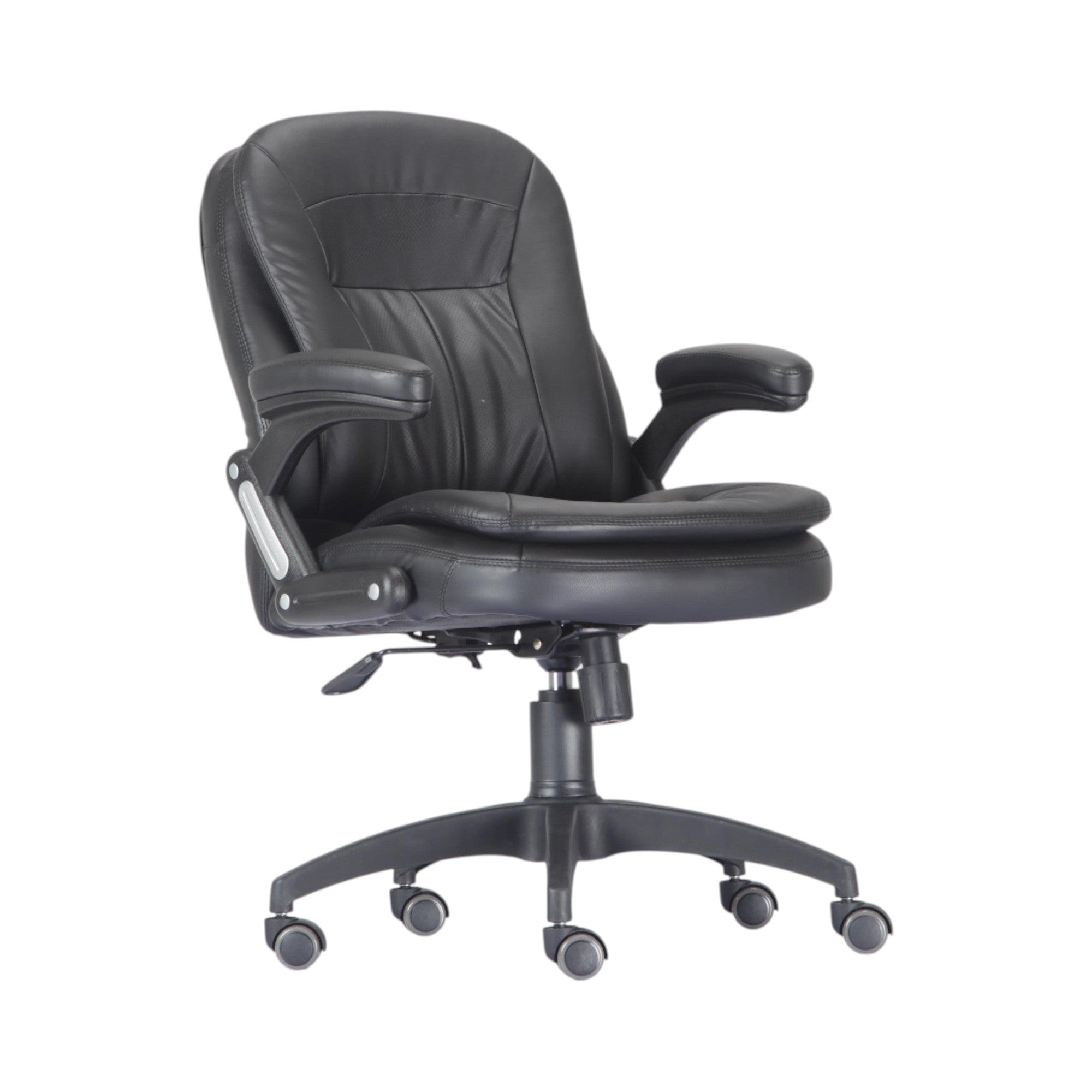 Xiaoyaozuo office chair: Black faux leather executive ergonomic office chair with plush cushioning and adjustable height.