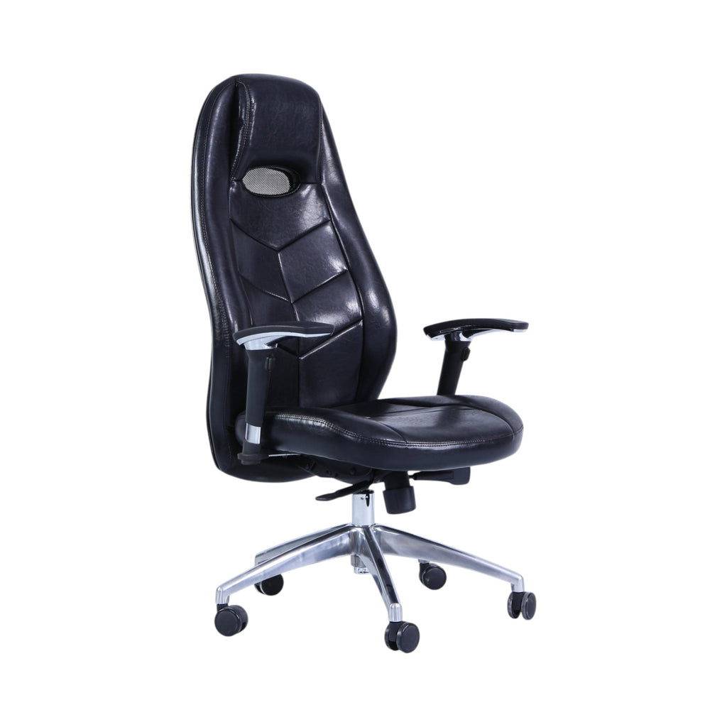Xiaoyaozuo office chair black faux leather ergonomic executive chair with lumbar support and mesh headrest detail