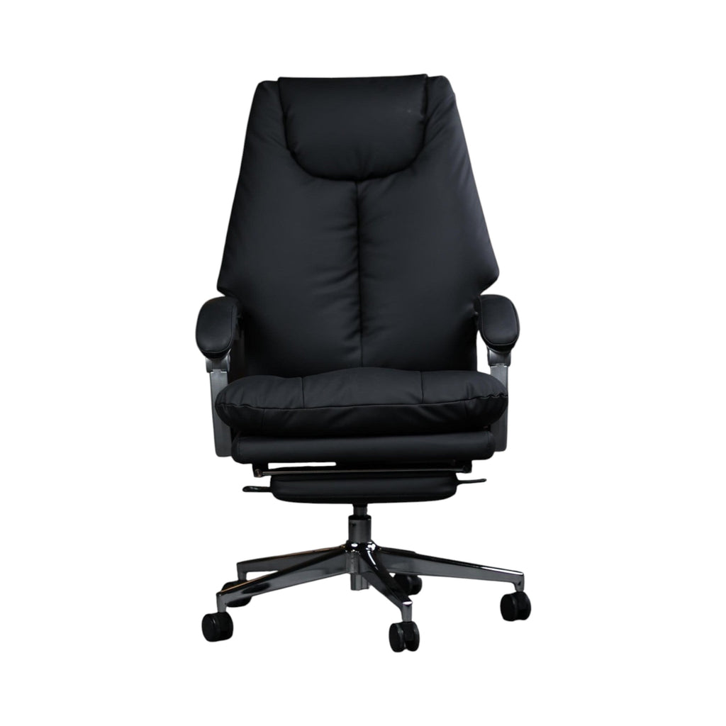 Xiaoyaozuo office chair black executive ergonomic faux leather chair with footrest and casters