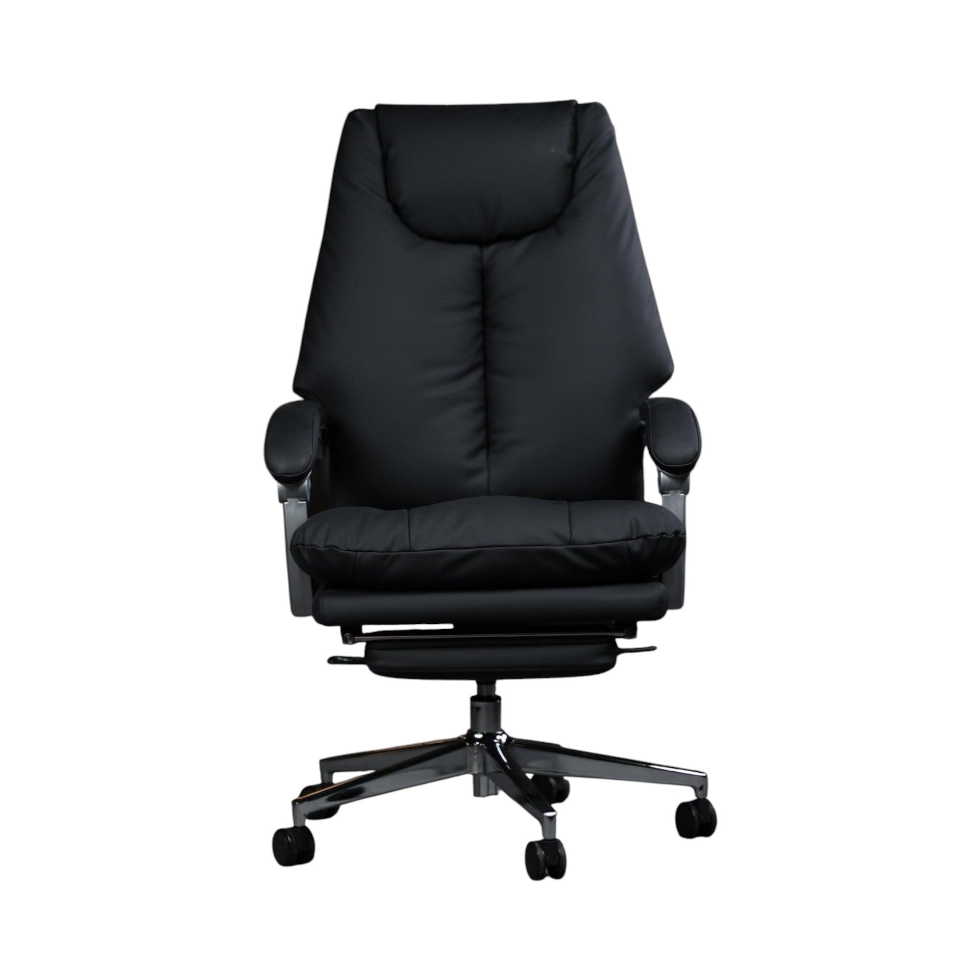 Xiaoyaozuo office chair black executive ergonomic faux leather chair with footrest and casters