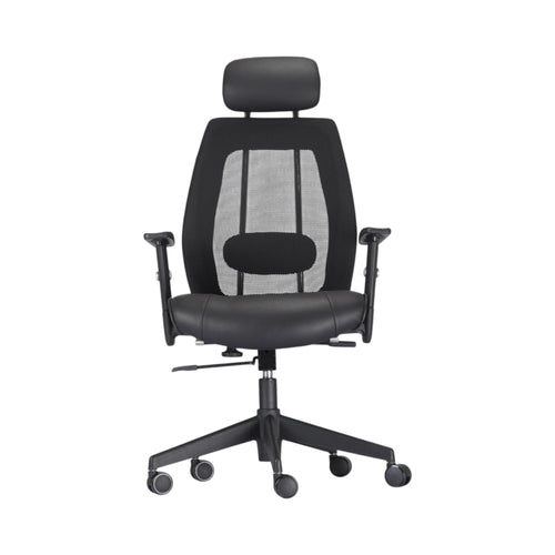 Xiaoyaozuo office chair black ergonomic mesh back executive chair with adjustable headrest and armrests.