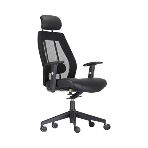 Xiaoyaozuo office chair black ergonomic mesh back executive chair with adjustable headrest and armrests.