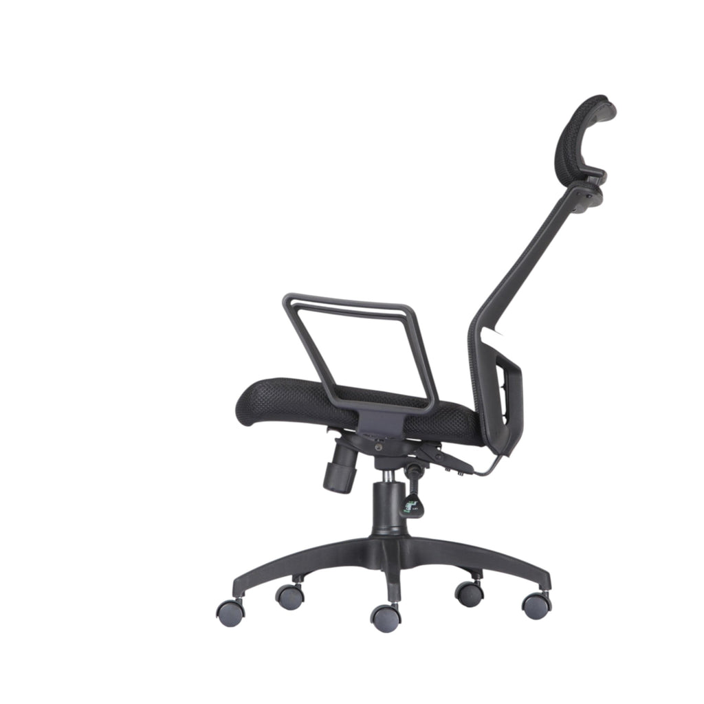 Xiaoyaozuo office chair black ergonomic mesh office chair with adjustable headrest and lumbar support on casters.