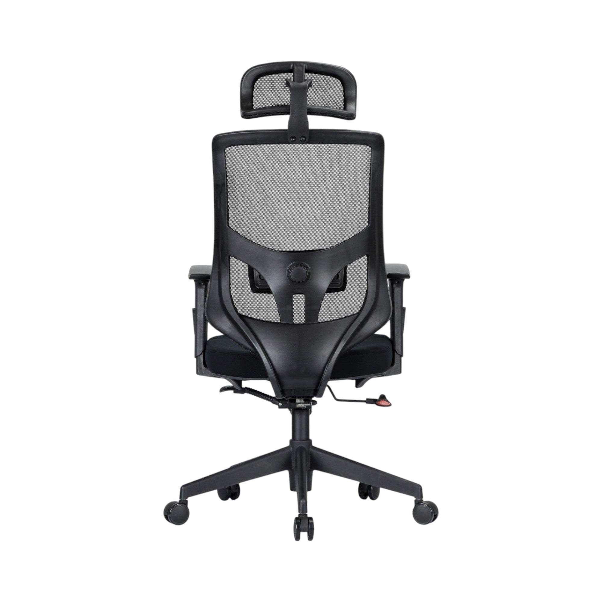 Xiaoyaozuo office chair black ergonomic mesh office chair with adjustable headrest and padded seat, on wheels.