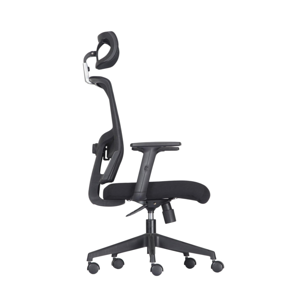 Xiaoyaozuo office chair black ergonomic mesh office chair with adjustable headrest and padded seat on casters.