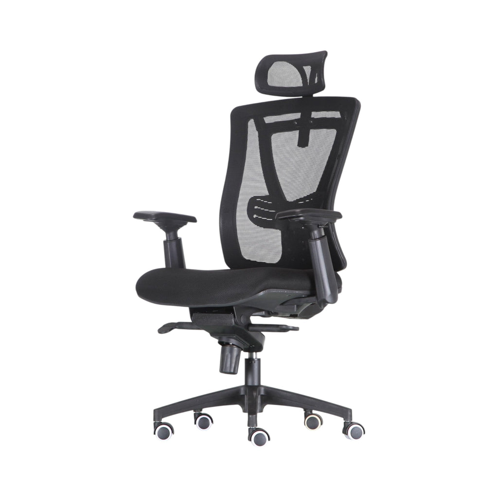 Xiaoyaozuo office chair black ergonomic mesh office chair with adjustable headrest and lumbar support on casters.