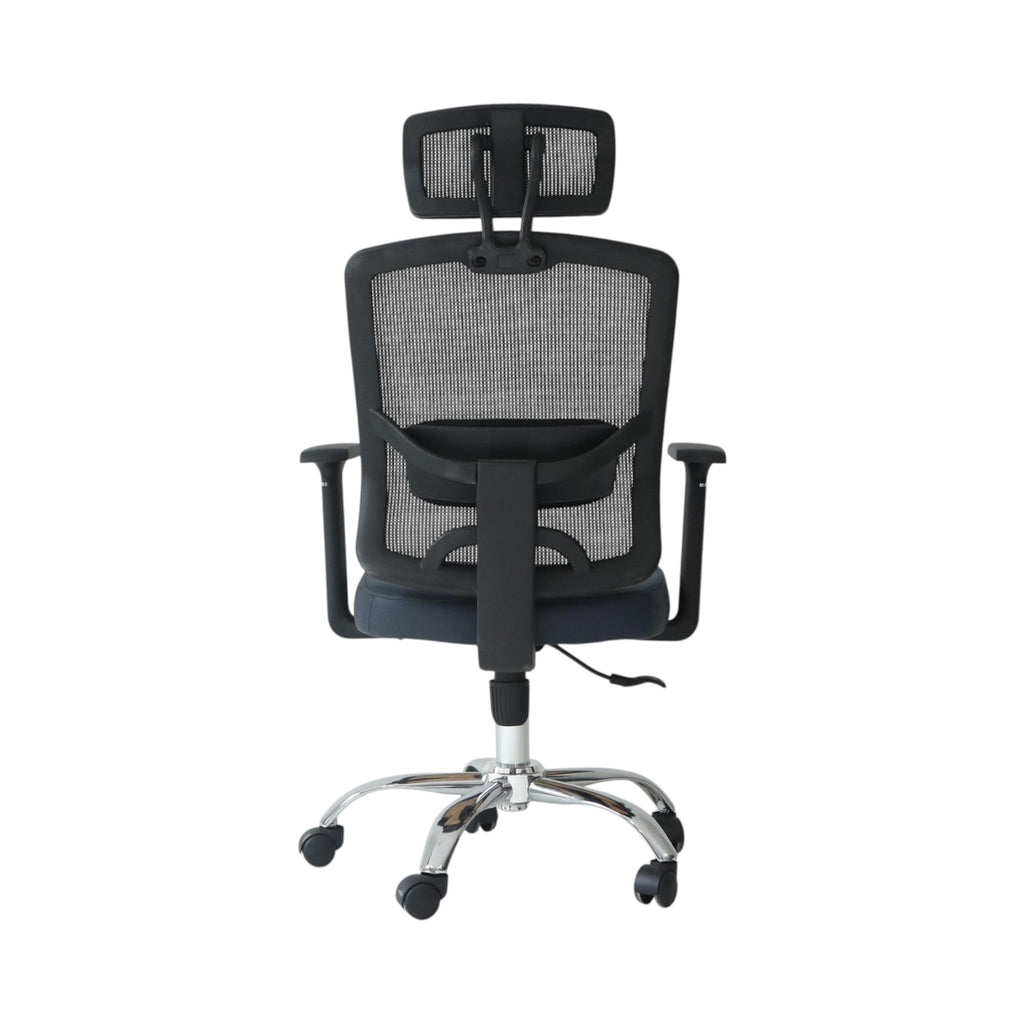 Xiaoyaozuo office chair black ergonomic mesh office chair with adjustable headrest and padded seat on chrome base with casters
