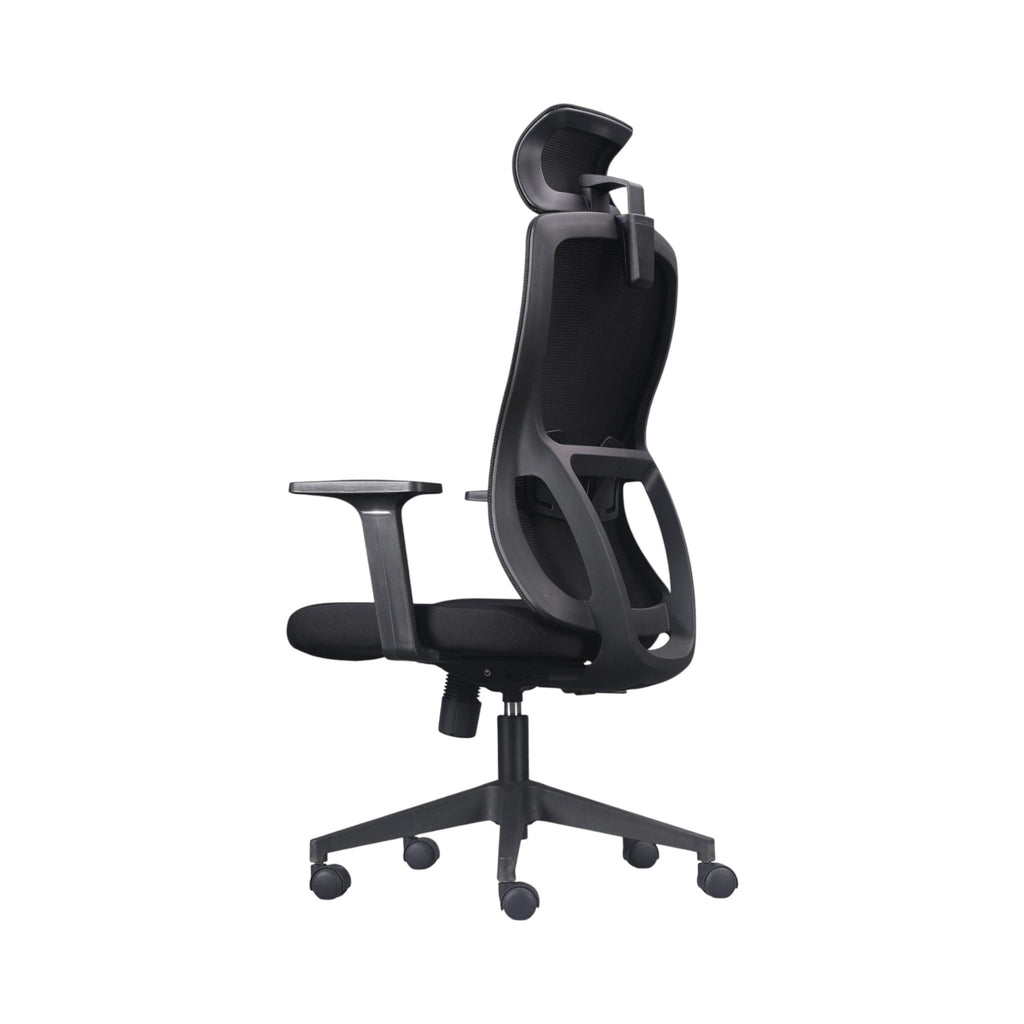 Xiaoyaozuo office chair black ergonomic mesh office chair with adjustable headrest and armrests, padded seat, and rolling casters.