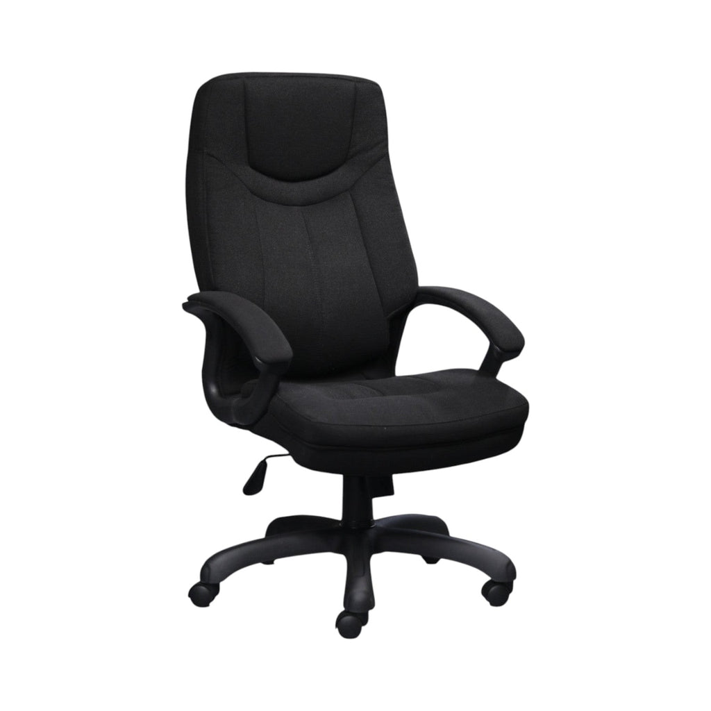 Xiaoyaozuo office chair black fabric executive chair with plush cushioning and ergonomic support, adjustable height, and smooth-rolling casters.