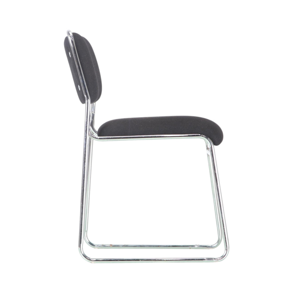 Xiaoyaozuo office chair black fabric guest chair with chrome cantilever frame, modern minimalist design.