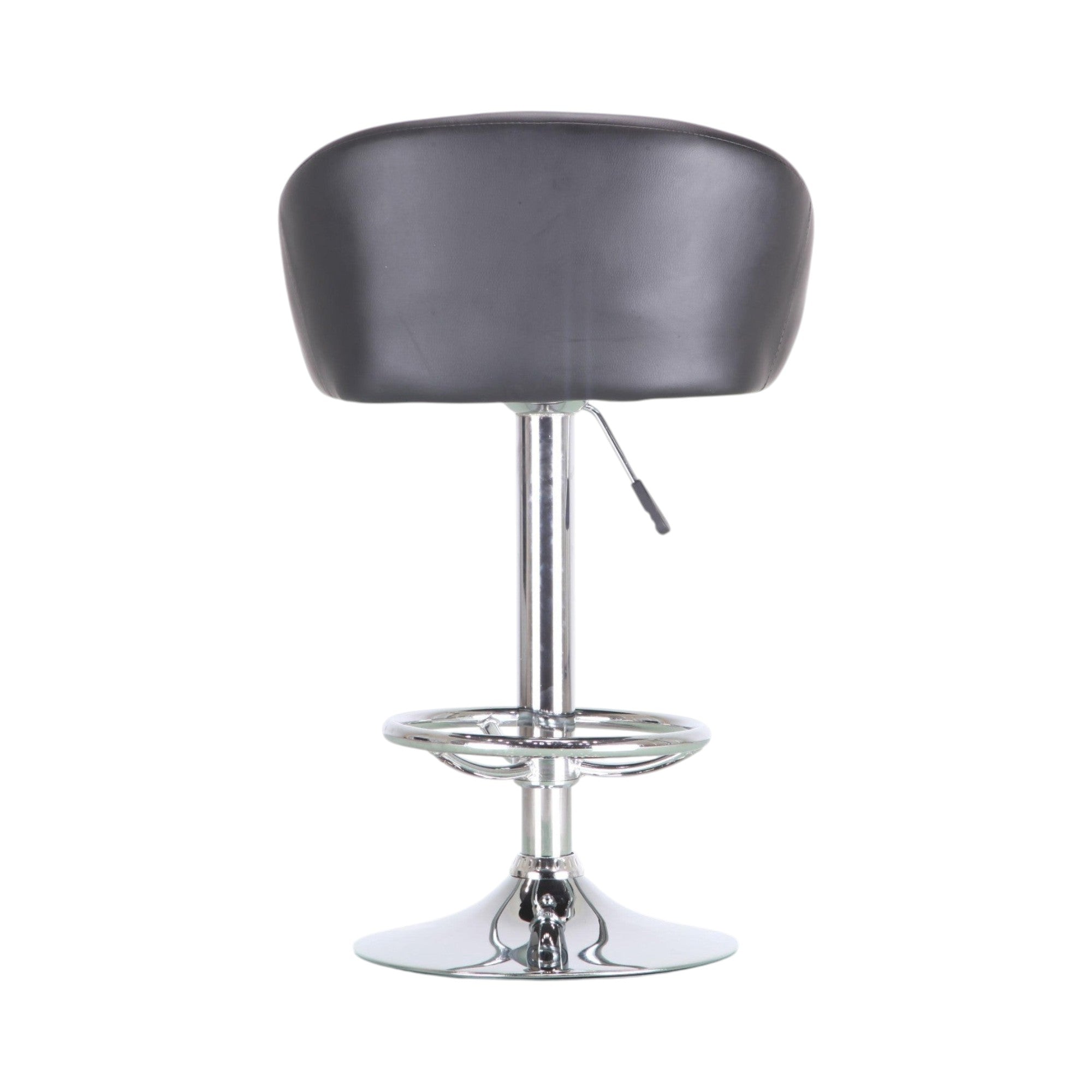 Xiaoyaozuo office chair modern black faux leather adjustable bar stool with polished chrome base and footrest.