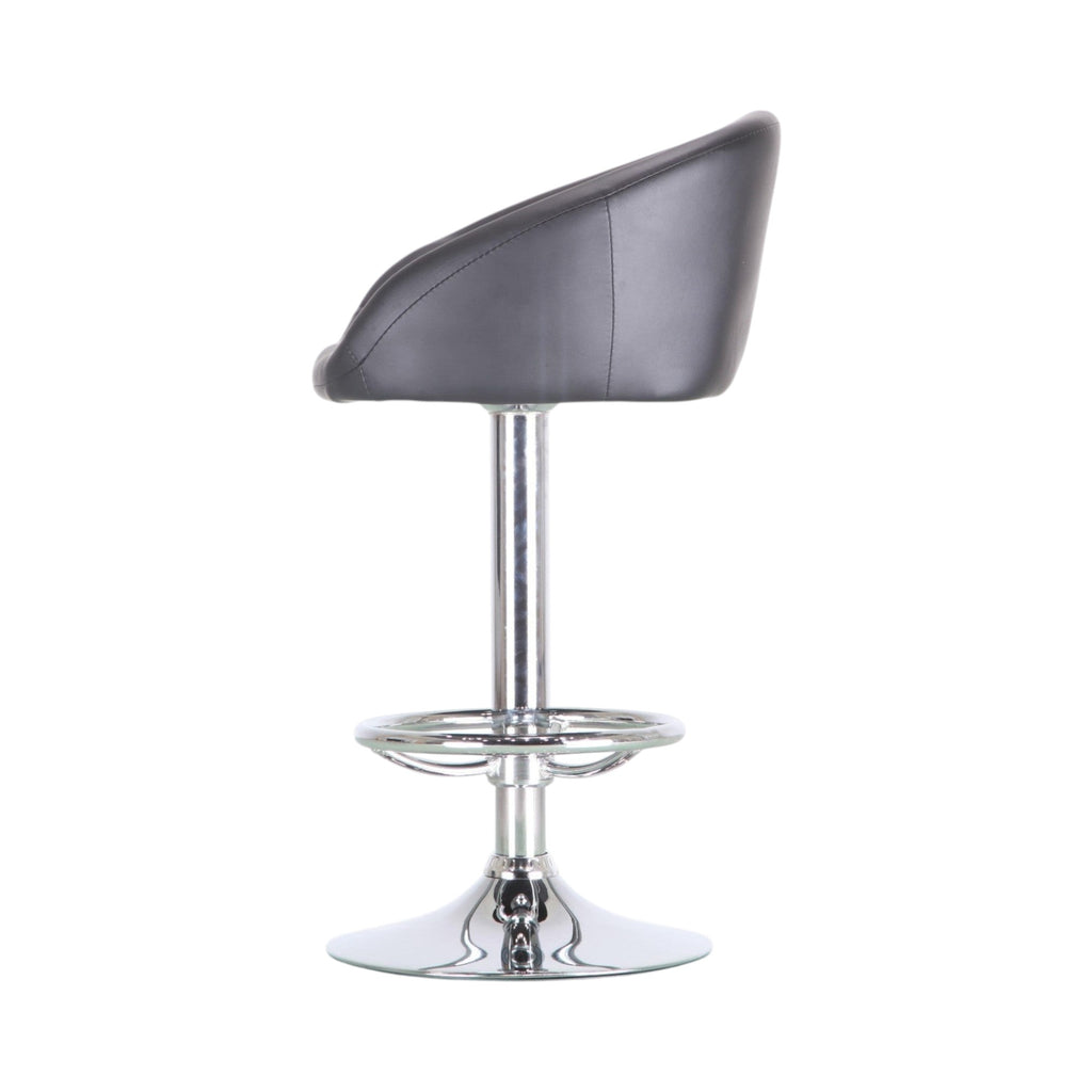 Xiaoyaozuo office chair modern black faux leather adjustable bar stool with polished chrome base and footrest.