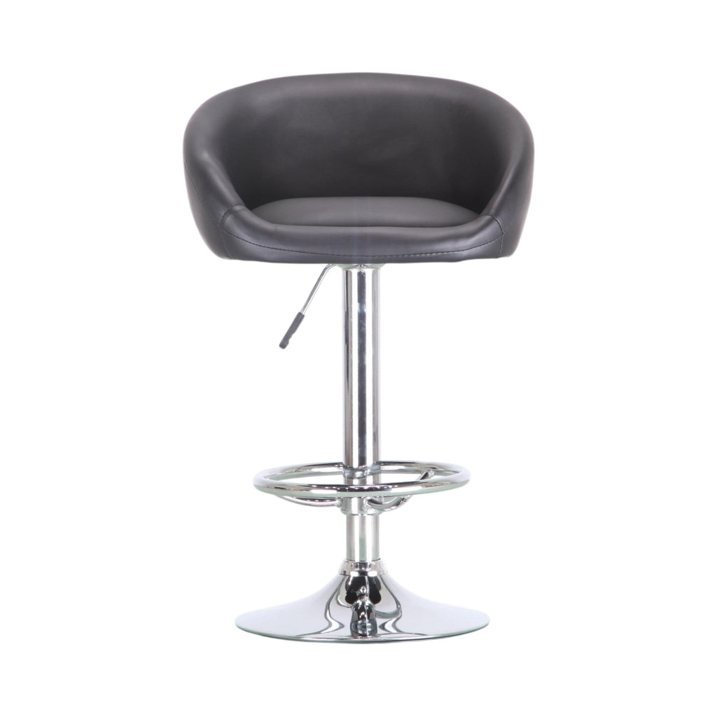 Xiaoyaozuo office chair modern black faux leather adjustable bar stool with polished chrome base and footrest.