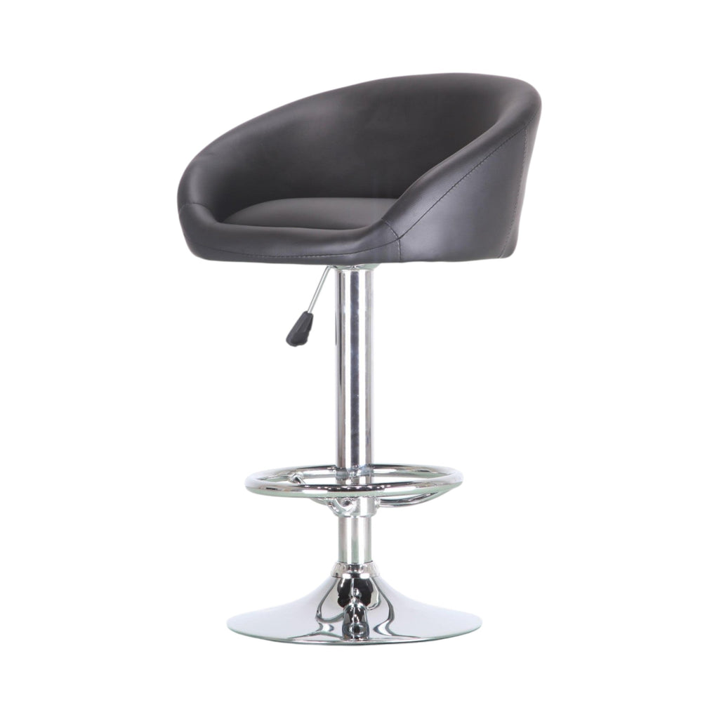 Xiaoyaozuo office chair modern black faux leather adjustable bar stool with chrome base and footrest.