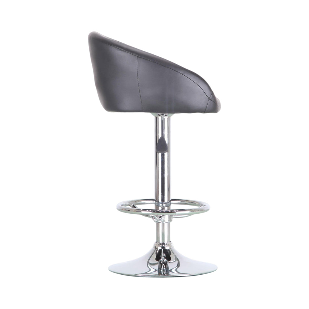 Xiaoyaozuo office chair modern black faux leather adjustable bar stool with chrome base and footrest.