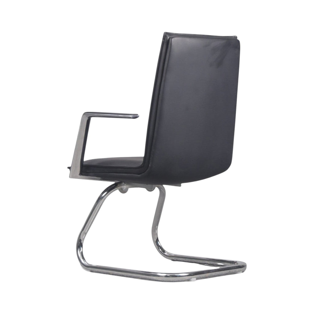 Xiaoyaozuo office chair: Modern black faux leather executive chair with polished chrome cantilever base and armrests.