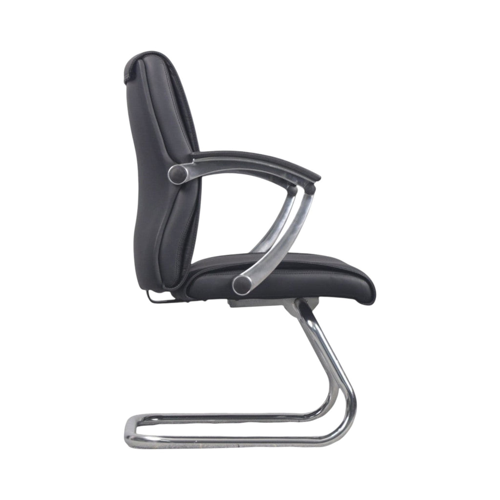 Xiaoyaozuo office chair black faux leather executive conference chair with chrome cantilever base and armrests