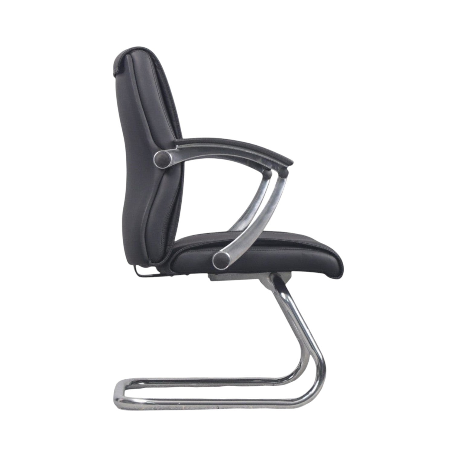 Xiaoyaozuo office chair black faux leather executive conference chair with chrome cantilever base and armrests