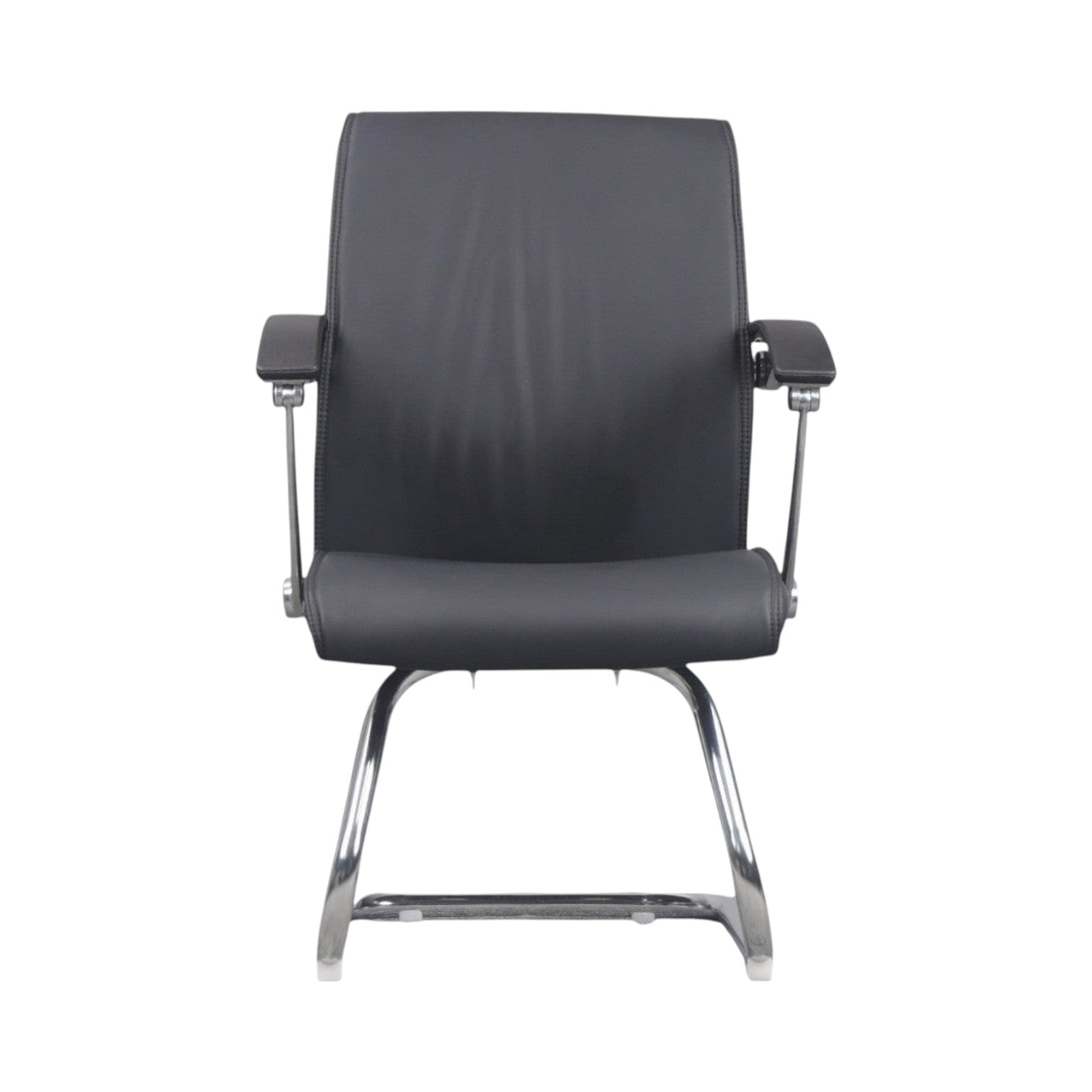 Xiaoyaozuo office chair black faux leather executive conference chair with chrome cantilever base and armrests.