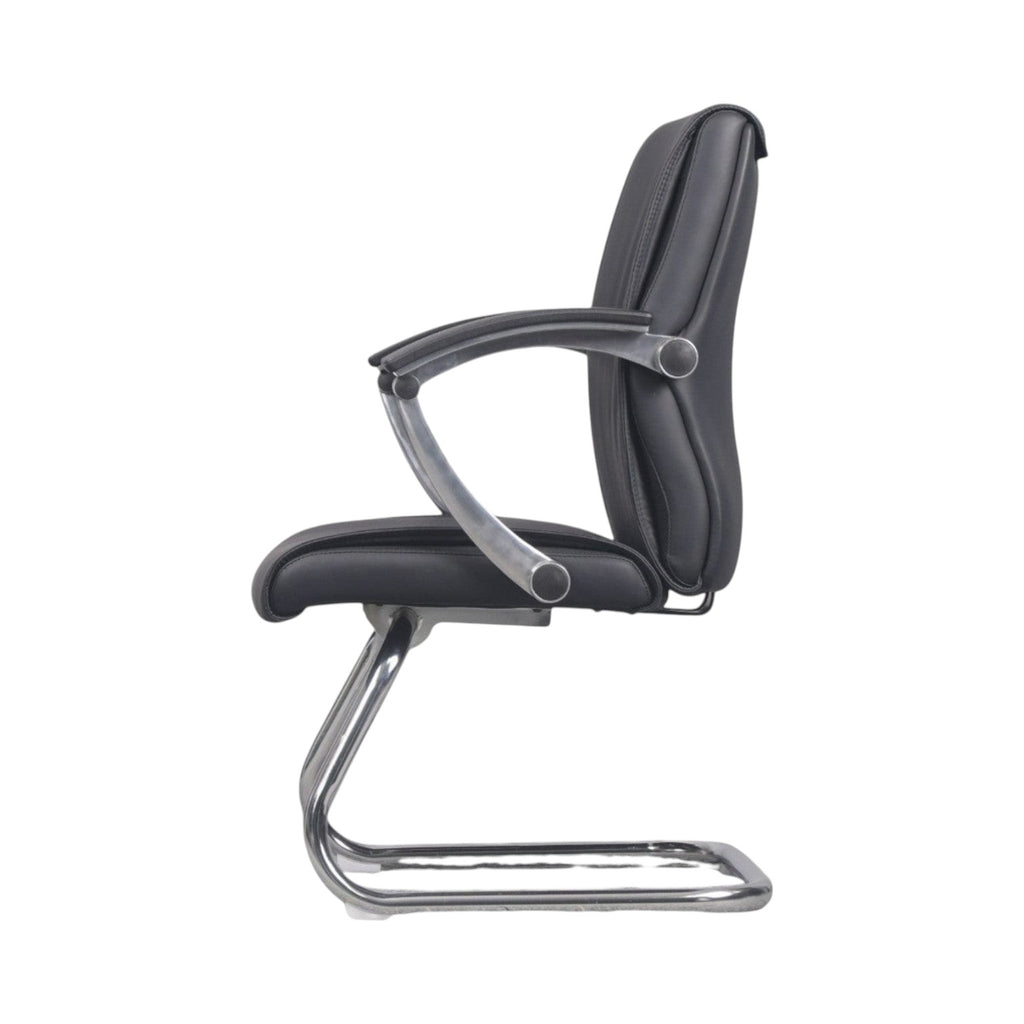 Xiaoyaozuo office chair black faux leather executive conference chair with chrome cantilever base and armrests