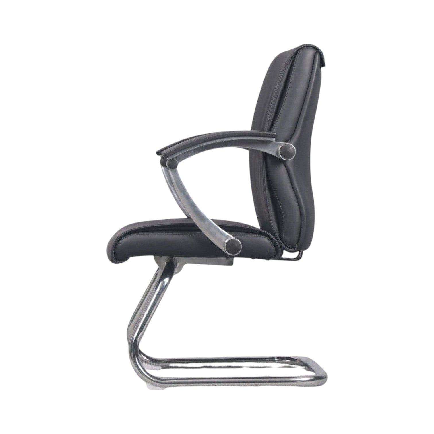 Xiaoyaozuo office chair black faux leather executive conference chair with chrome cantilever base and armrests