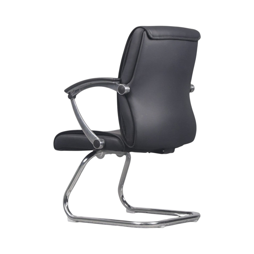 Xiaoyaozuo office chair: black faux leather executive conference chair with chrome cantilever base and armrests.