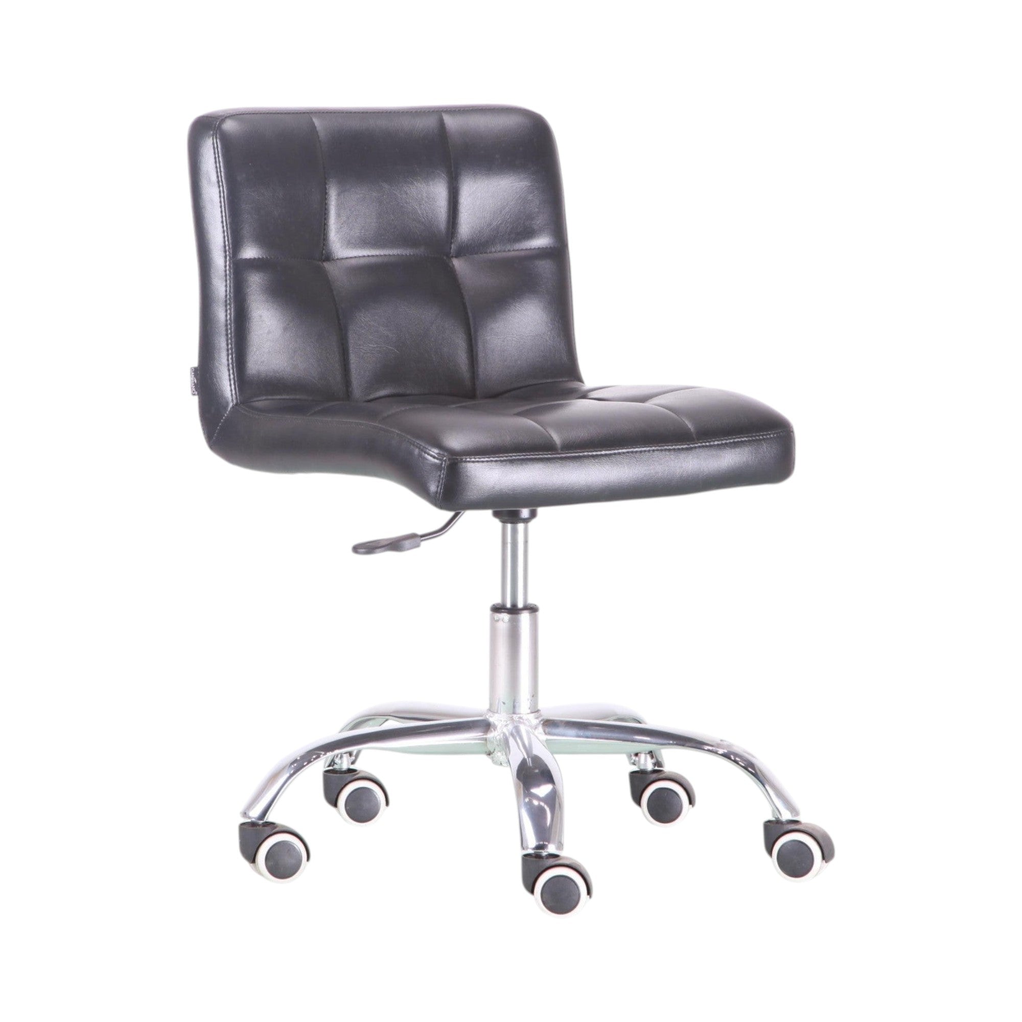 Xiaoyaozuo office chair: modern black faux leather tufted desk chair with chrome base and wheels.