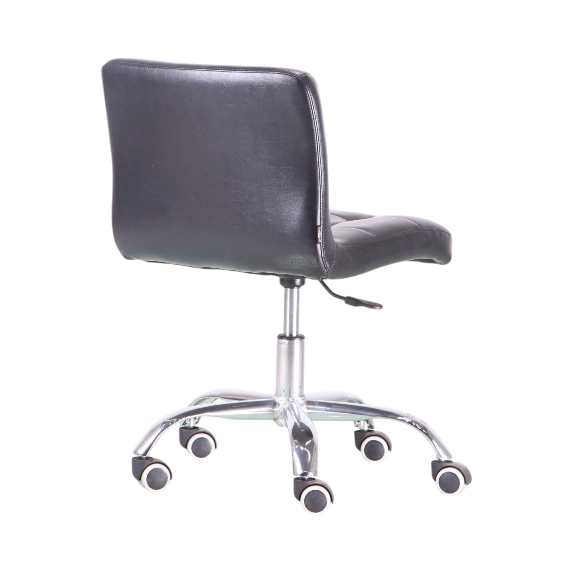 Xiaoyaozuo office chair black faux leather tufted modern desk chair with chrome base and wheels