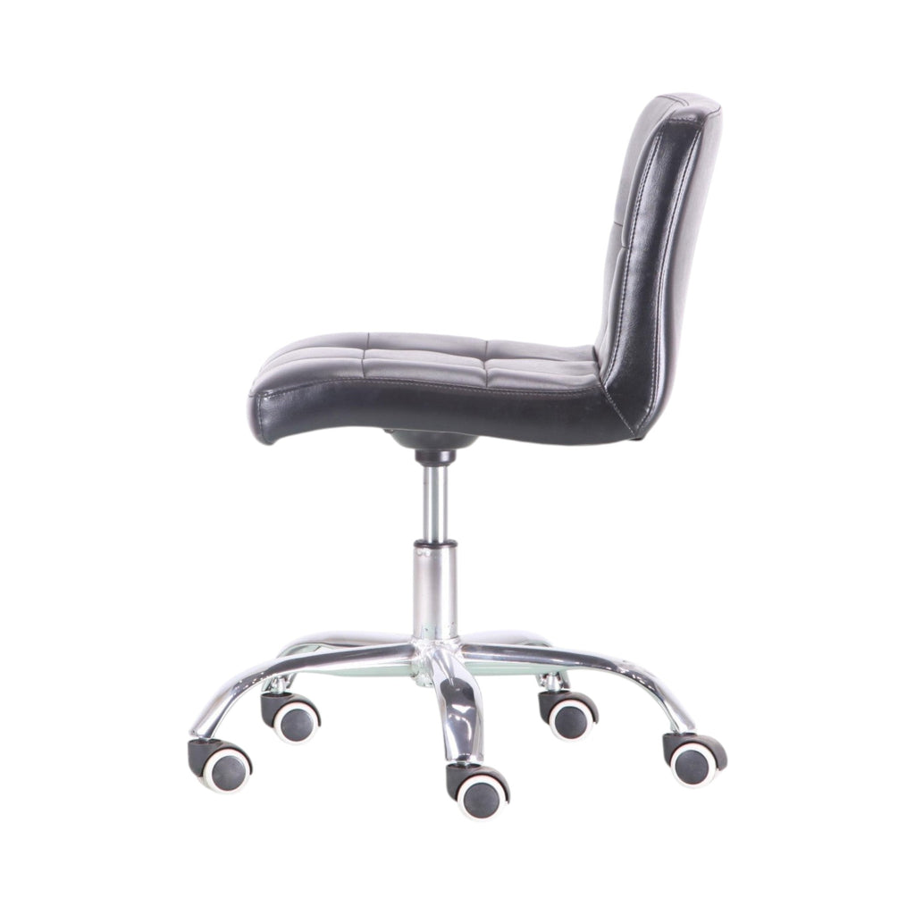 Xiaoyaozuo office chair black faux leather tufted modern desk chair with wheels and chrome base