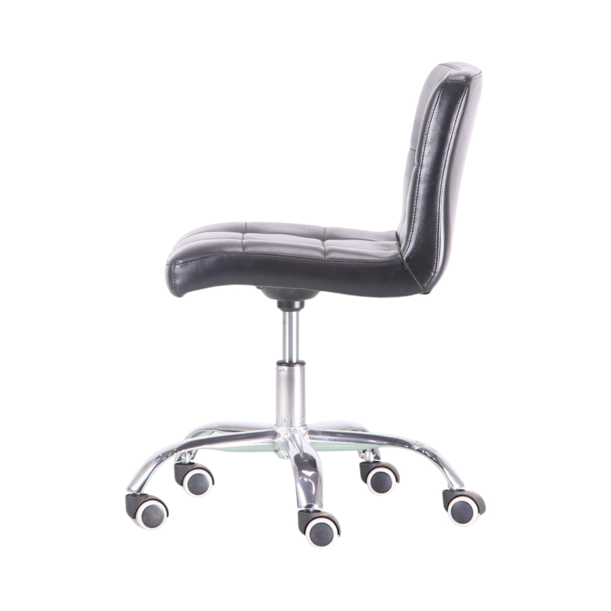 Xiaoyaozuo office chair black faux leather tufted modern desk chair with wheels and chrome base