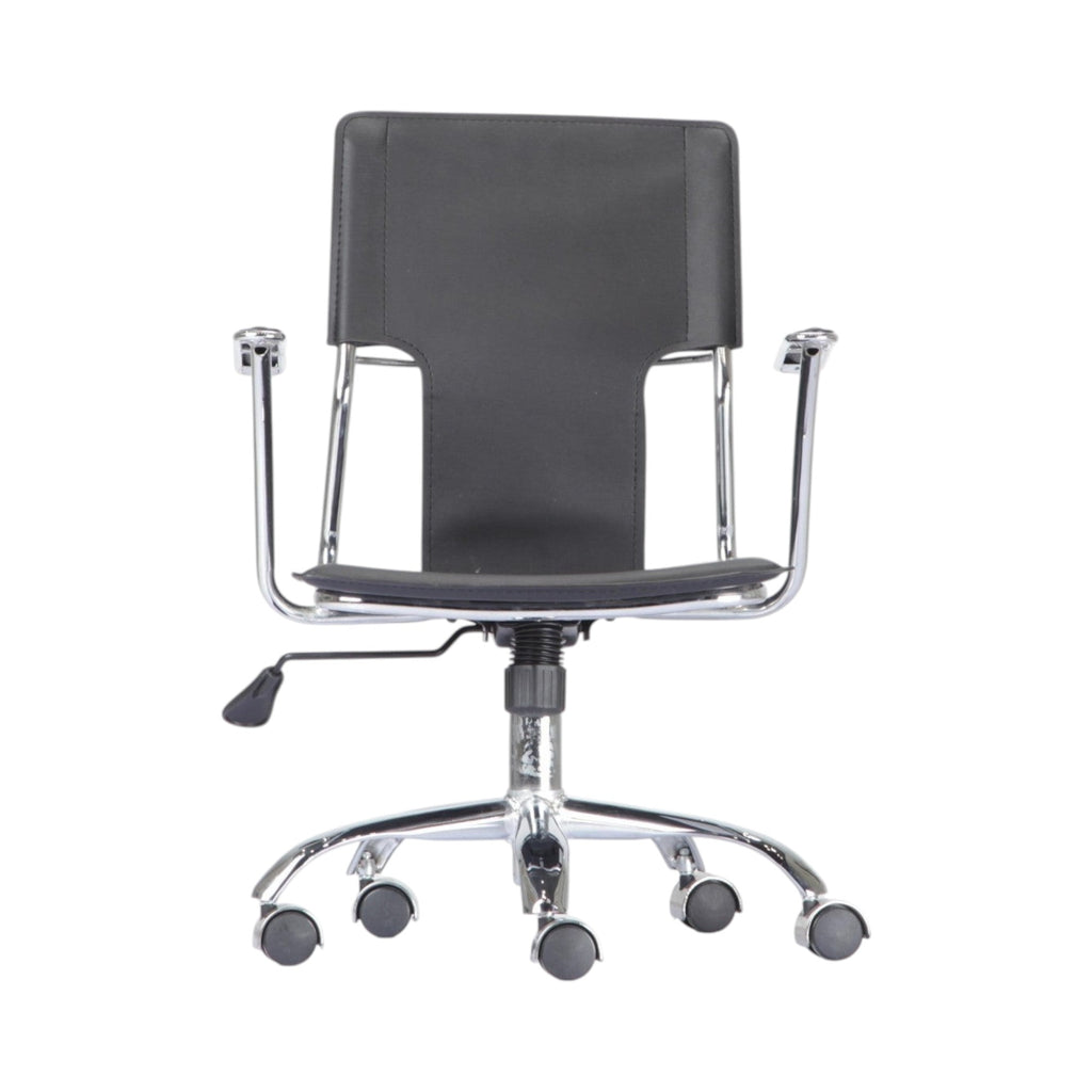 Xiaoyaozuo office chair black faux leather ergonomic office chair with polished chrome frame and casters