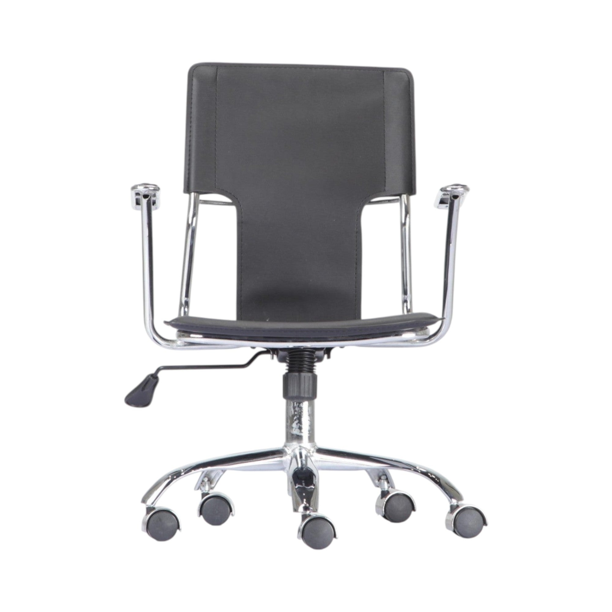 Xiaoyaozuo office chair black faux leather ergonomic office chair with polished chrome frame and casters