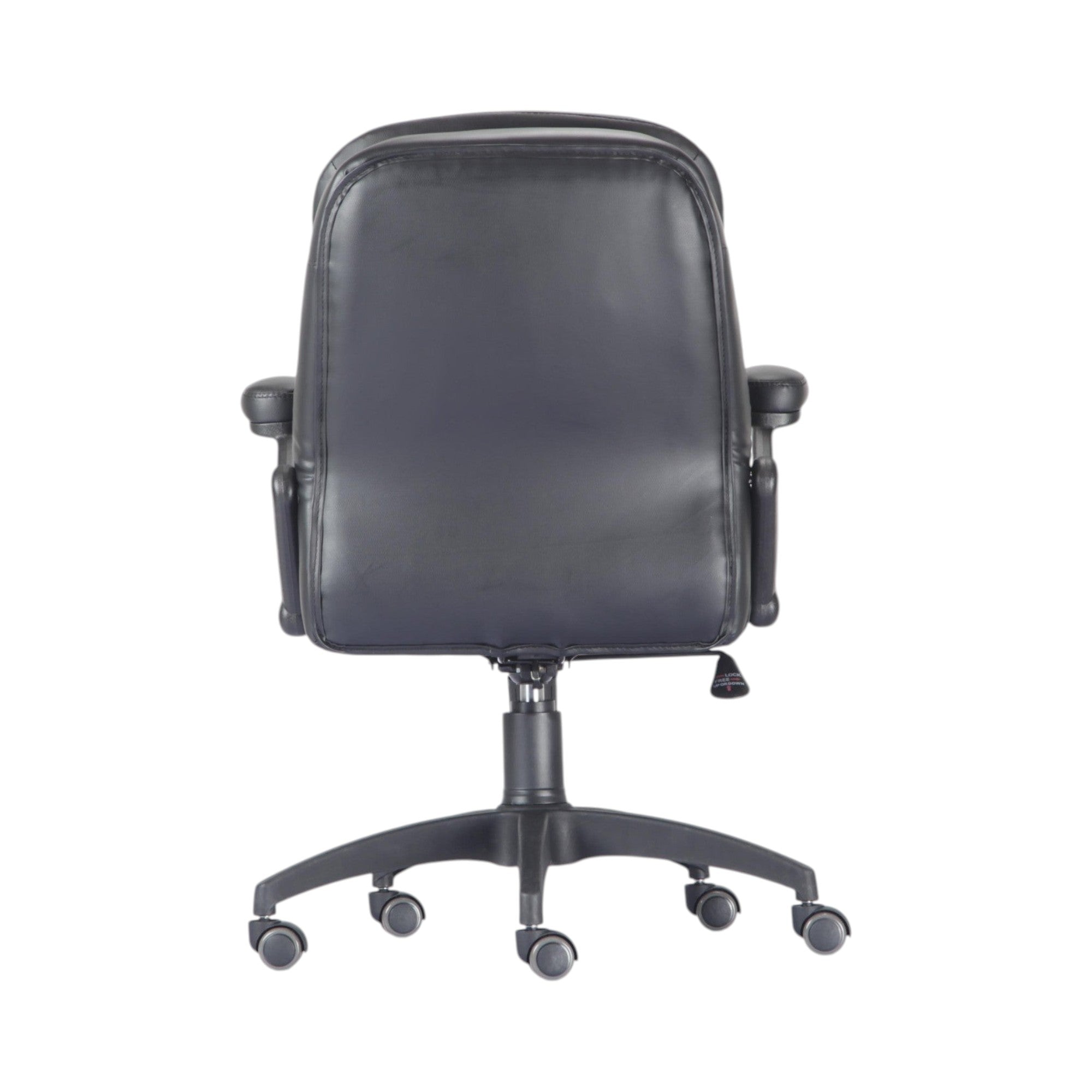 Xiaoyaozuo office chair black faux leather executive ergonomic office chair with high backrest and casters.