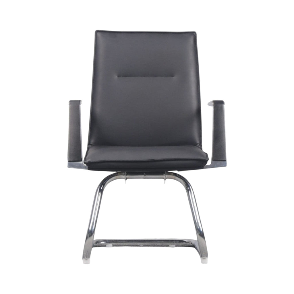 Xiaoyaozuo office chair: Modern black faux leather executive chair with polished chrome cantilever base and armrests.