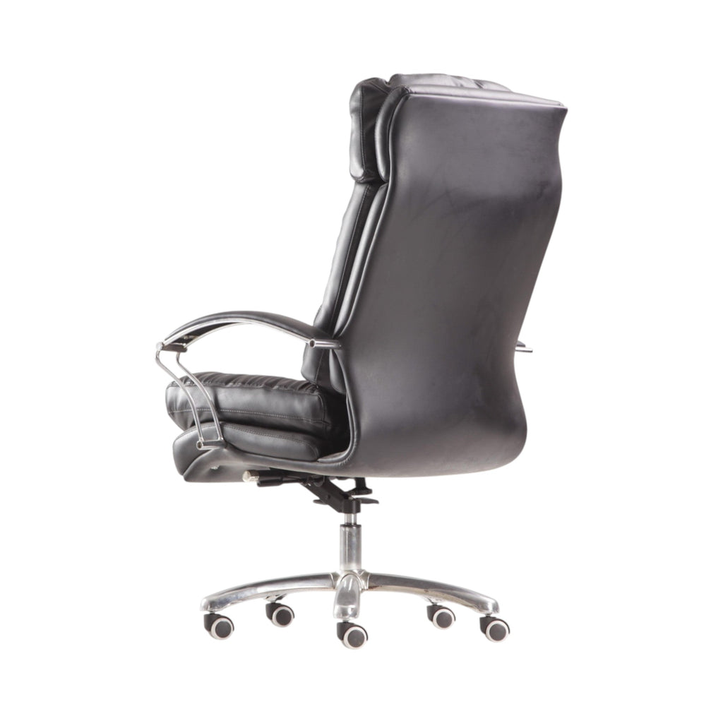 Xiaoyaozuo office chair black faux leather executive chair with plush cushioning and high backrest, adjustable height.