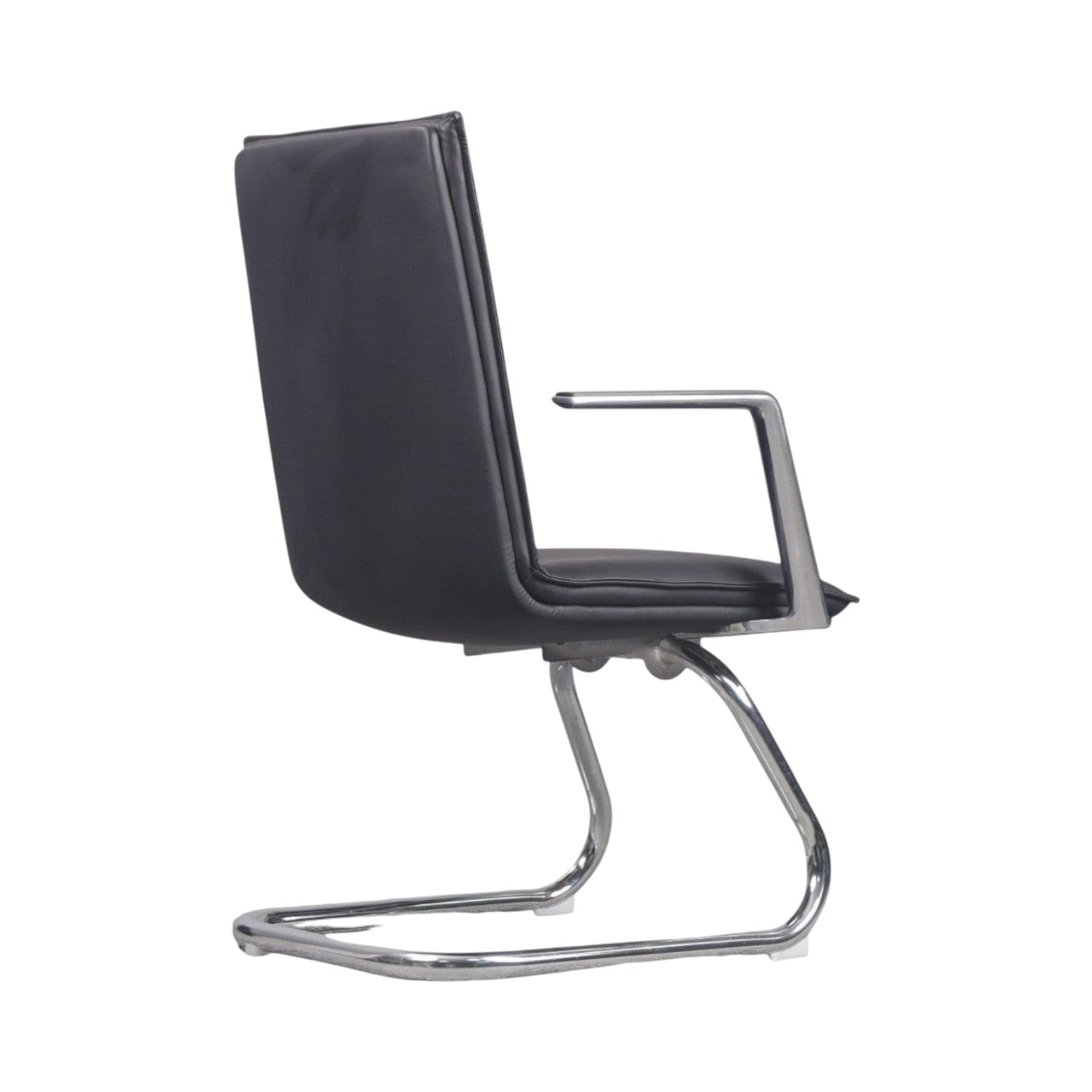 Xiaoyaozuo office chair black faux leather executive chair with polished chrome cantilever base and armrests