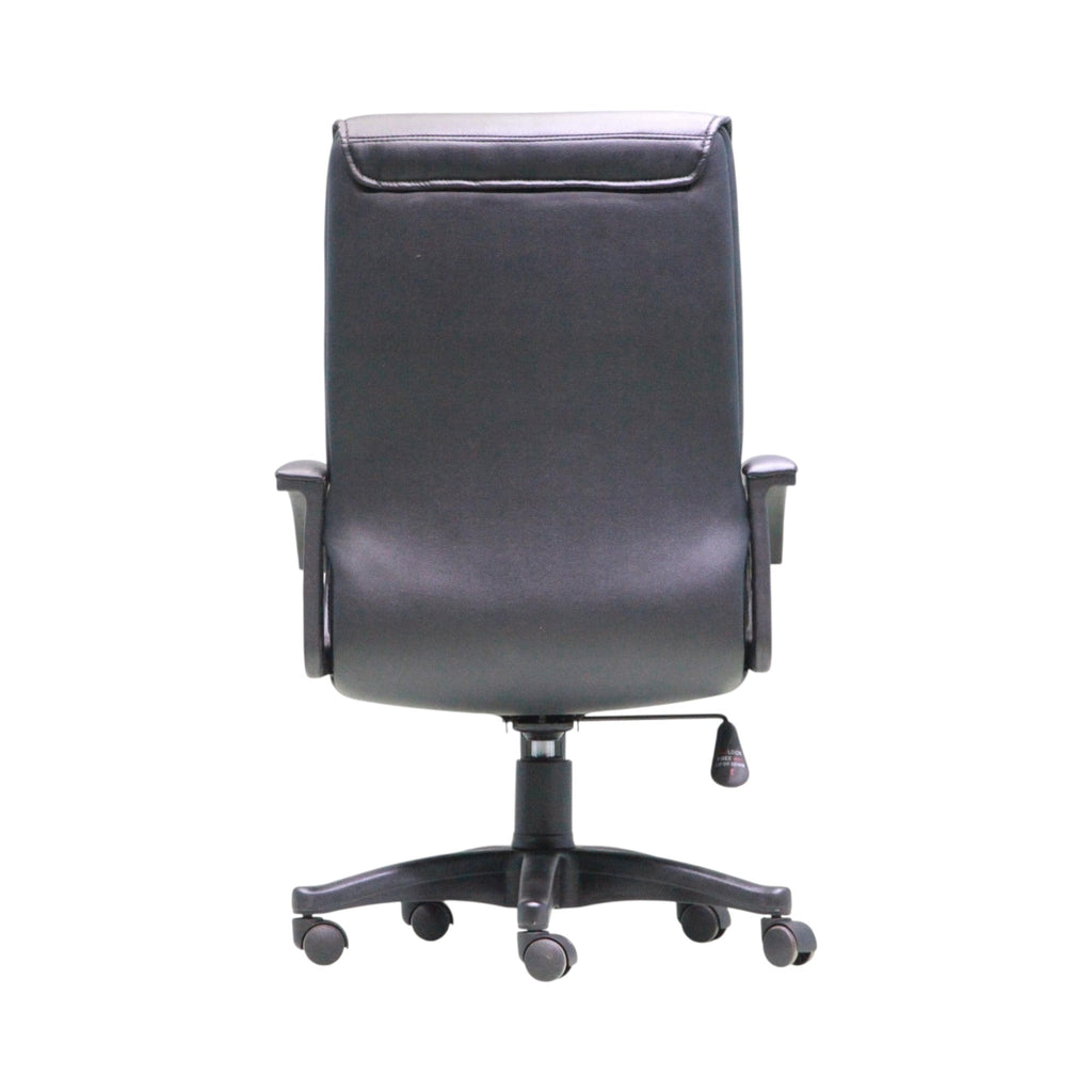 Xiaoyaozuo office chair black faux leather executive chair with padded seat and armrests, ergonomic design with casters.