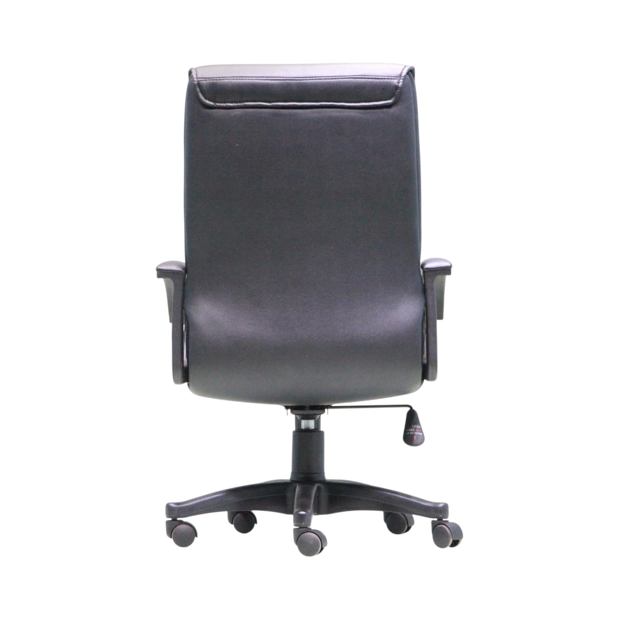 Xiaoyaozuo office chair black faux leather executive chair with padded seat and armrests, ergonomic design with casters.