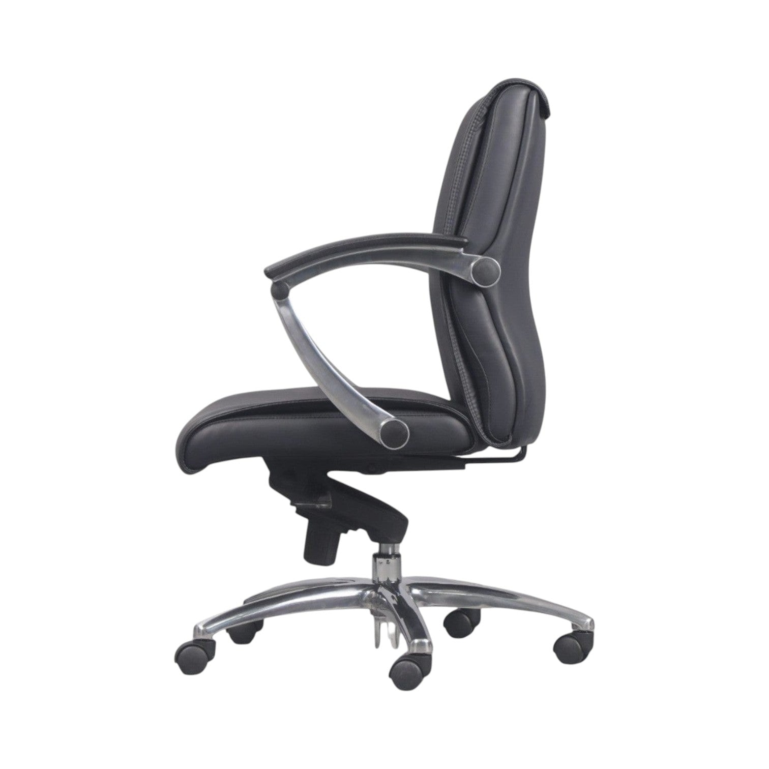 Xiaoyaozuo office chair black faux leather executive chair with padded seat and chrome base
