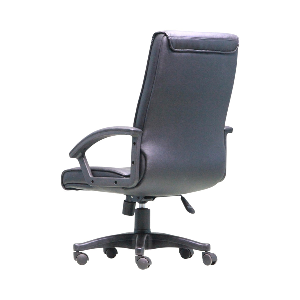 Xiaoyaozuo office chair black faux leather executive chair with padded seat, high backrest, and casters.
