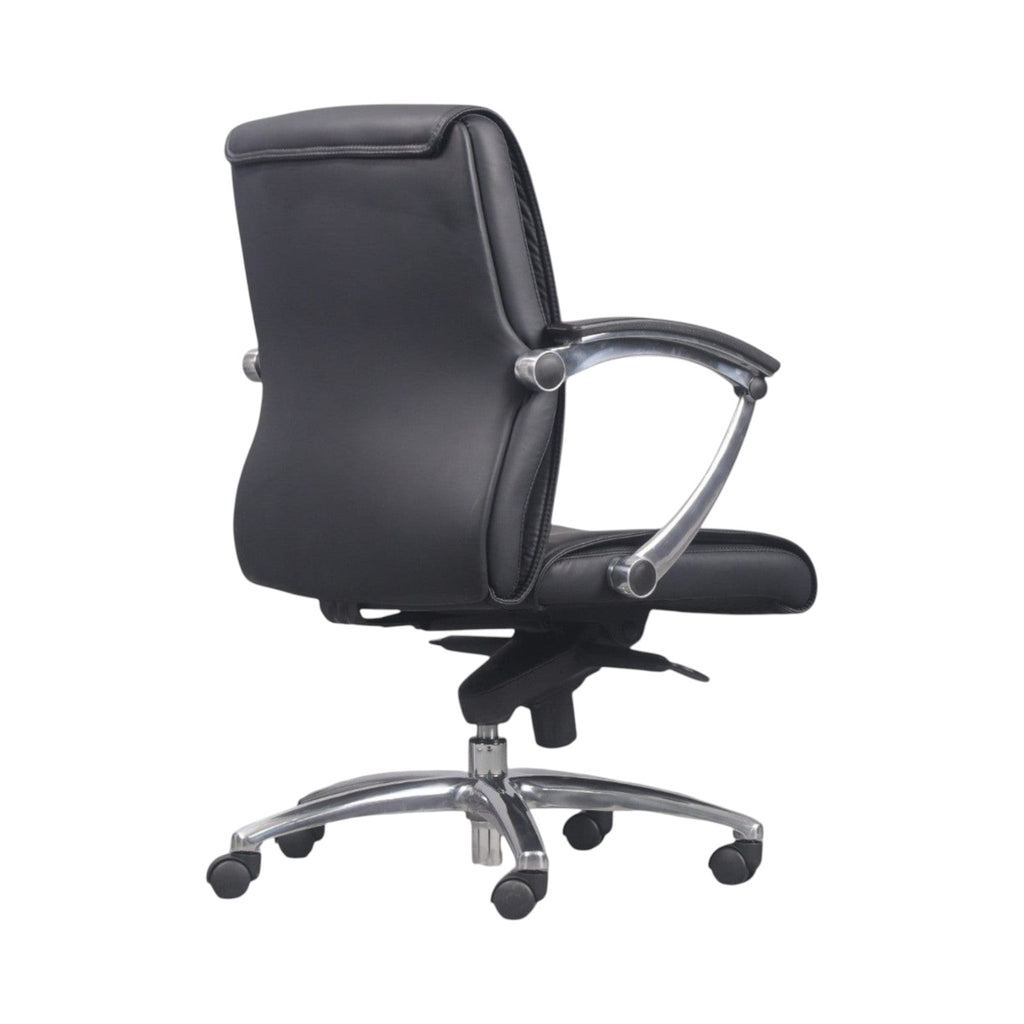 Xiaoyaozuo office chair black faux leather executive chair with padded seat, high back, and chrome base with casters.