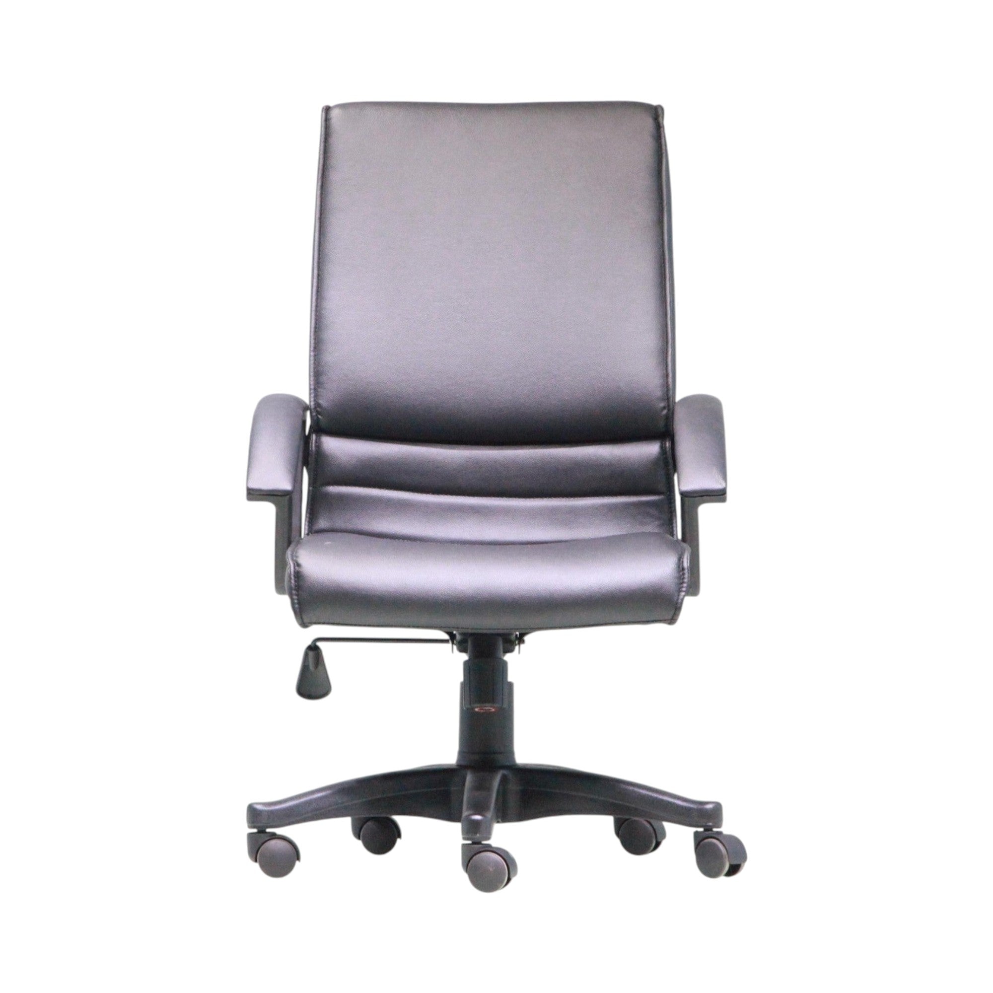 Xiaoyaozuo office chair black faux leather executive chair with padded seat, high back, and casters.