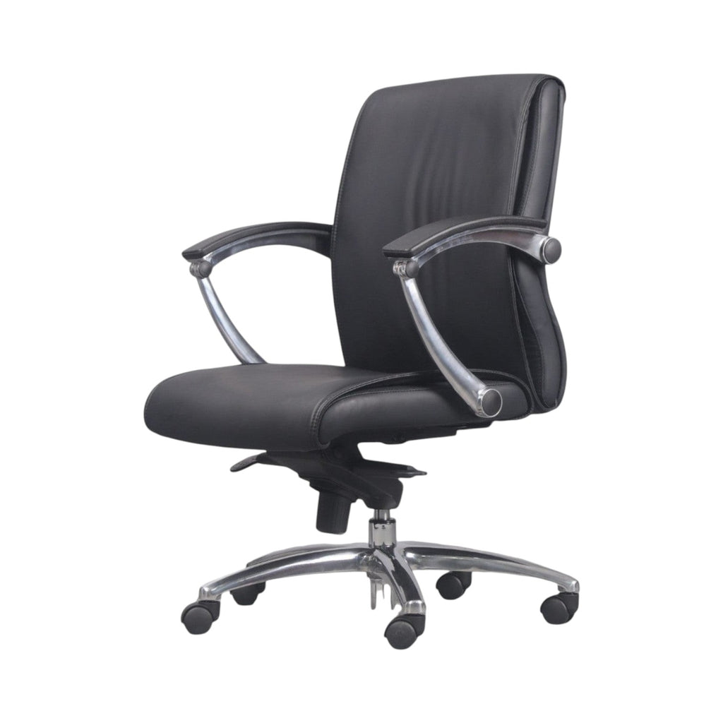 Xiaoyaozuo office chair black faux leather executive chair with padded seat, high back, and chrome base.