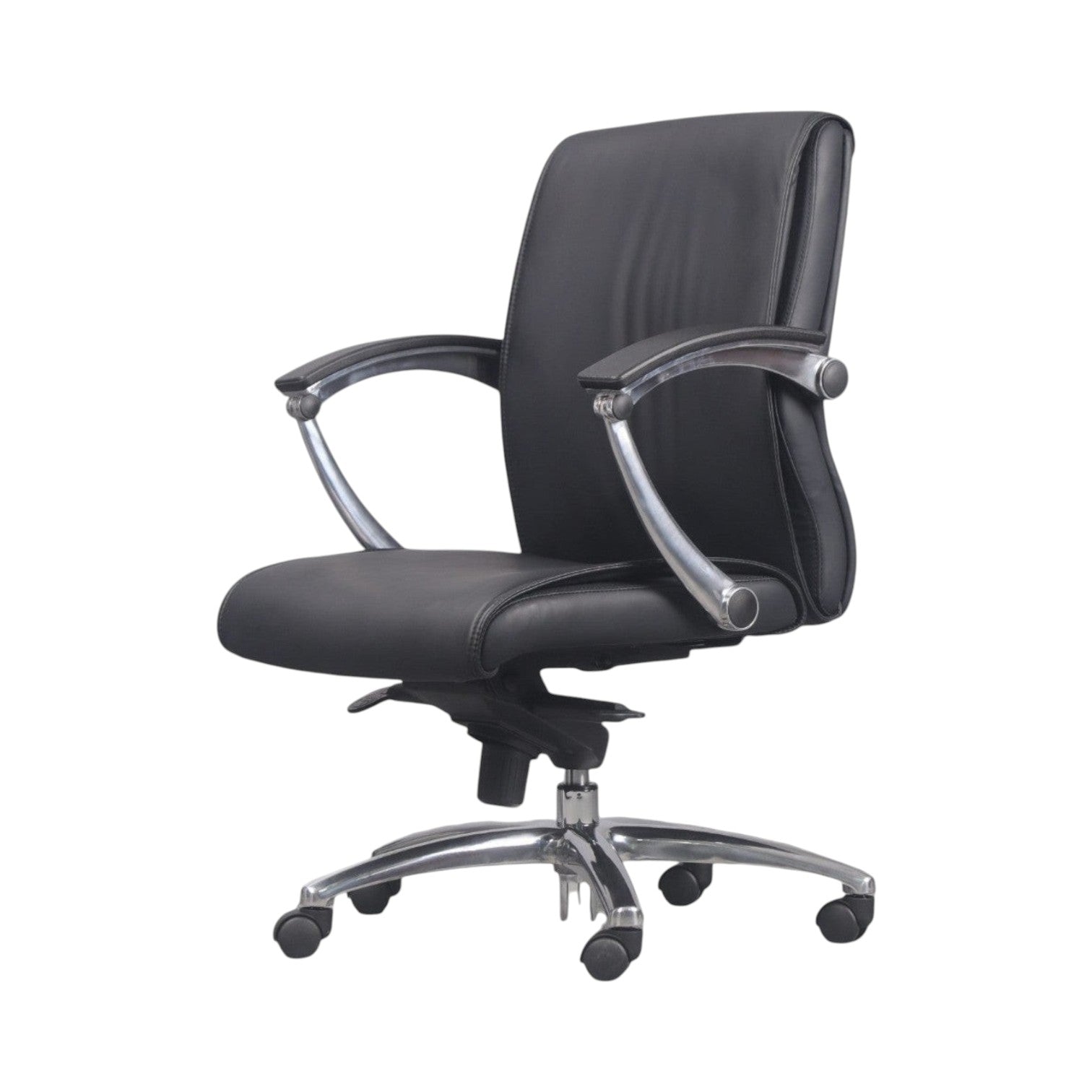 Xiaoyaozuo office chair black faux leather executive chair with padded seat, high back, and chrome base.